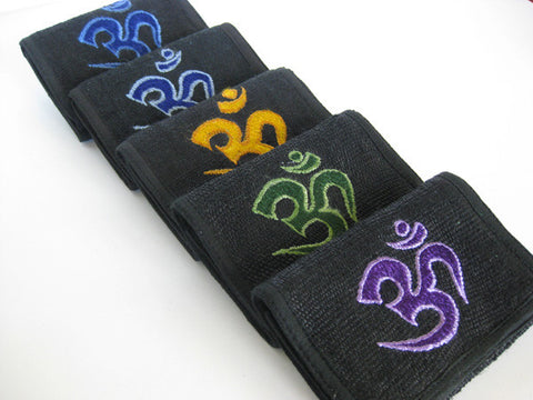 Om Embroidery on Black Hemp Wallet