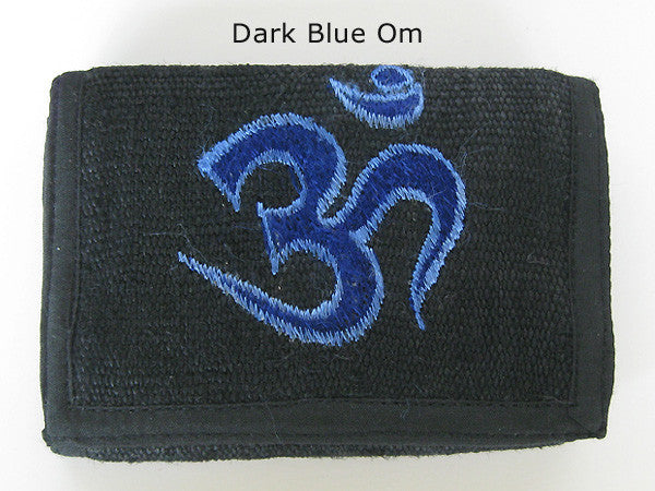 Om Embroidery on Black Hemp Wallet