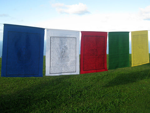 5 Large Tibetan Prayer Flags, high grade cotton