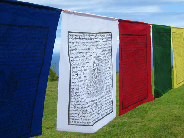 5 Large Tibetan Prayer Flags, high grade cotton
