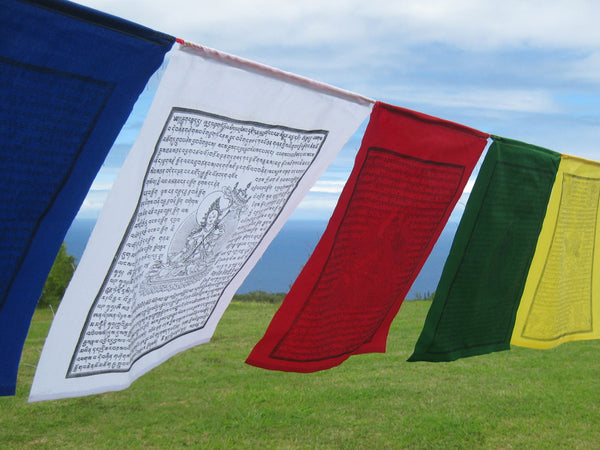 5 Large Tibetan Prayer Flags, high grade cotton
