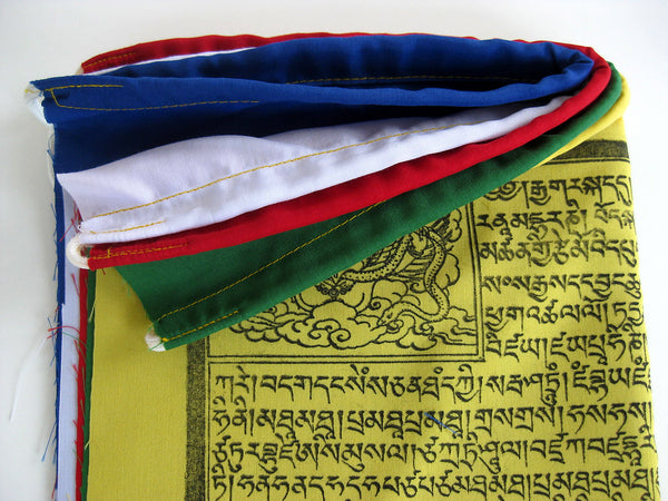5 Large Tibetan Prayer Flags, high grade cotton