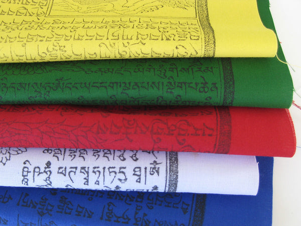 5 Large Tibetan Prayer Flags, high grade cotton