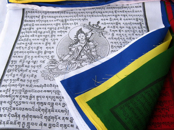 5 Large Tibetan Prayer Flags, high grade cotton