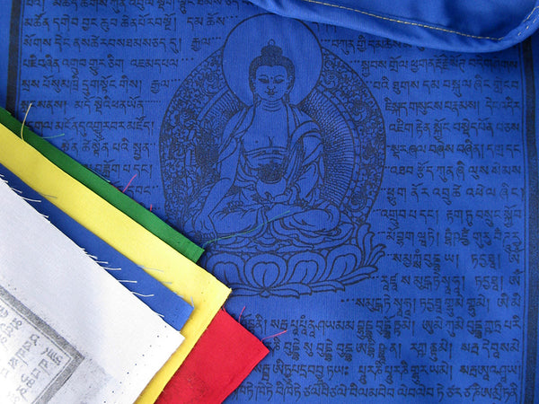 5 Large Tibetan Prayer Flags, high grade cotton