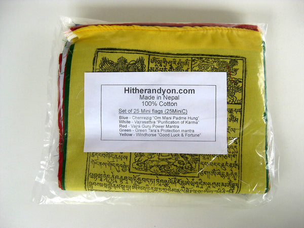 25 Small Tibetan Prayer Flags, high grade cotton