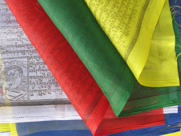 25 Large Tibetan Prayer Flags, polyester