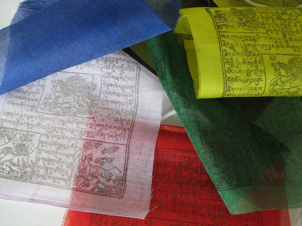 25 Small Tibetan Prayer Flags, polyester