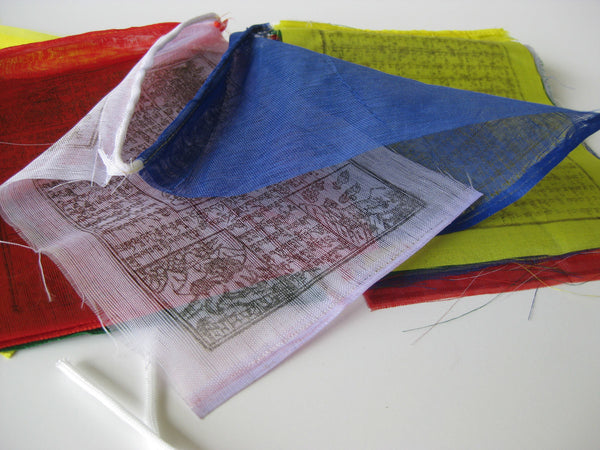 25 Small Tibetan Prayer Flags, polyester