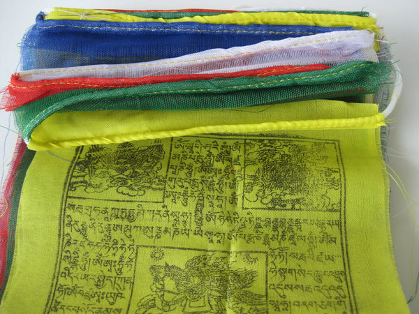 25 Small Tibetan Prayer Flags, polyester