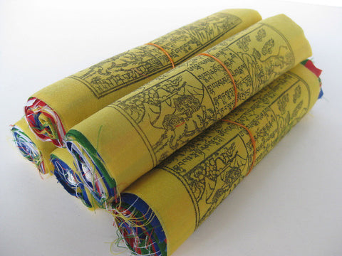5 rolls of small Tibetan Prayer Flags, 10 flags per roll, 50 flags total