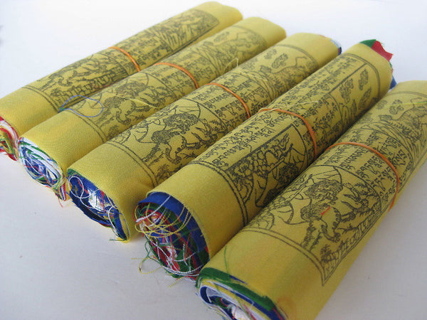 5 rolls of small Tibetan Prayer Flags, 10 flags per roll, 50 flags total