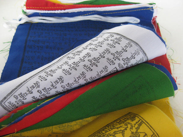 5 rolls of small Tibetan Prayer Flags, 10 flags per roll, 50 flags total