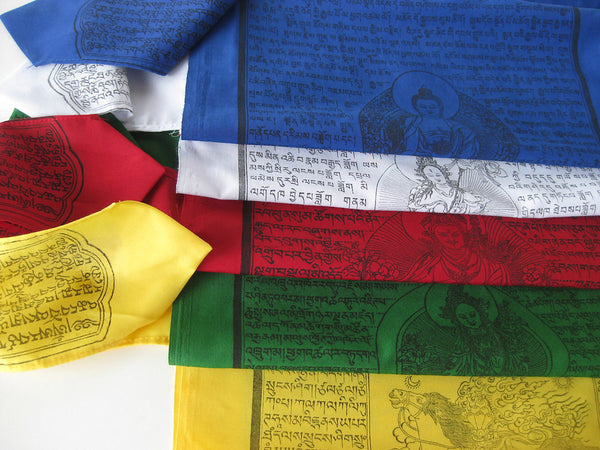 Vertical Tibetan Prayer Flags, Dar-cho, in  high quality cotton