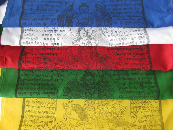 Vertical Tibetan Prayer Flags, Dar-cho, in  high quality cotton