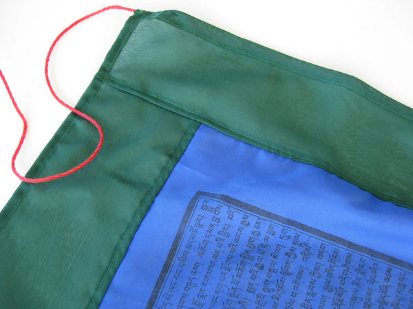 Vertical Tibetan Prayer Flags displaying the Windhorse "Victory Over Obstacles"