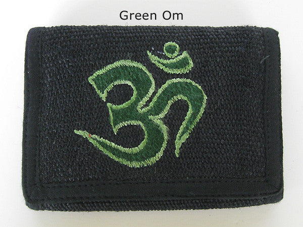 Om Embroidery on Black Hemp Wallet