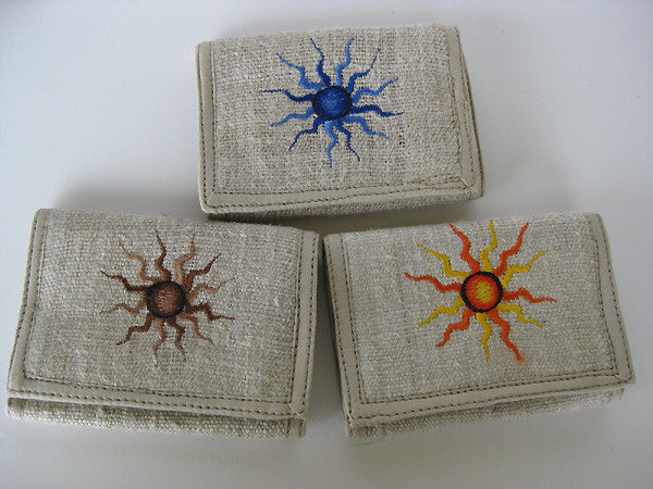 Hemp Wallet with Sun Embroidery