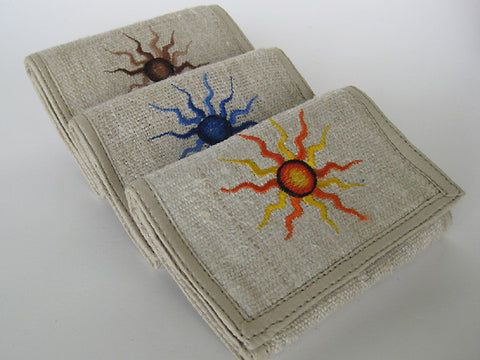 Hemp Wallet with Sun Embroidery