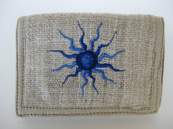 Hemp Wallet with Sun Embroidery