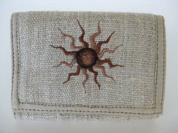 Hemp Wallet with Sun Embroidery