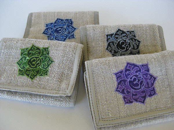 Hemp Wallet with Om Mandala Embroidery