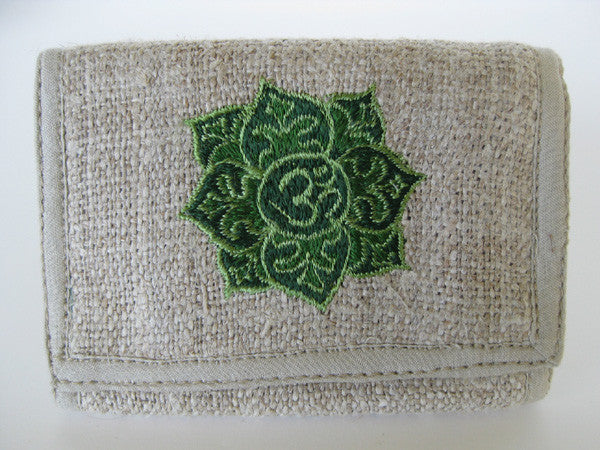 Hemp Wallet with Om Mandala Embroidery