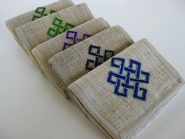 Hemp Wallet with Knot of Eternity Embroidery