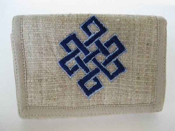Hemp Wallet with Knot of Eternity Embroidery