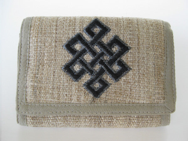 Hemp Wallet with Knot of Eternity Embroidery