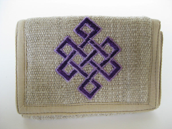 Hemp Wallet with Knot of Eternity Embroidery