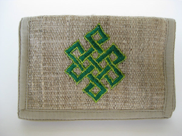 Hemp Wallet with Knot of Eternity Embroidery