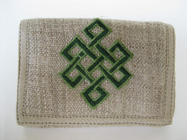 Hemp Wallet with Knot of Eternity Embroidery