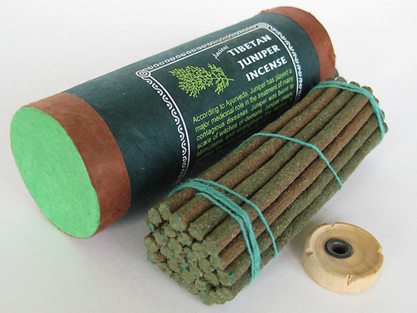 Tibetan Juniper Incense sticks with small wooden incense burner