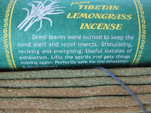 Invigorating lemongrass Tibetan incense sticks handmade in the Himalayas