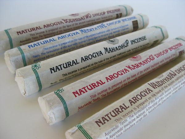 Set of five natural arogya Tibetan Incense