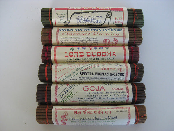 Set of six herbal Tibetan Incense