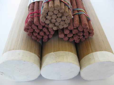 Set of three traditional bamboo tube Tibetan Incense