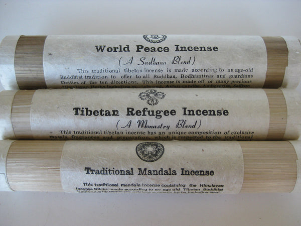 Set of three traditional bamboo tube Tibetan Incense