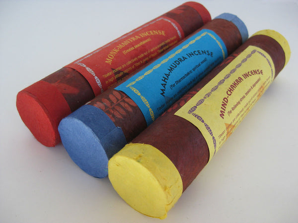 Set of three long fat stick styles of Tibetan Incense
