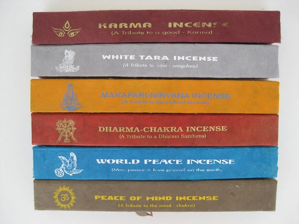 Set of six premium natural Tibetan incense blends