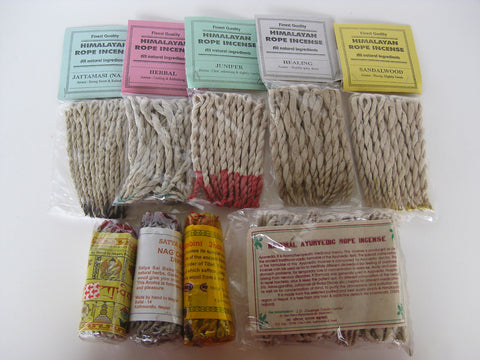 Set of nine Himalayan rope incense