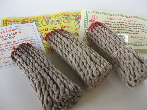 Set of nine Himalayan rope incense