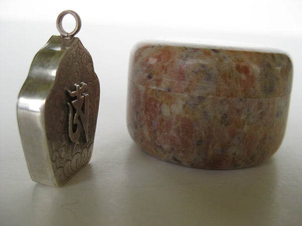 Sterling Silver Gau Locket ~ Tibetan Aum, Buddhist OM