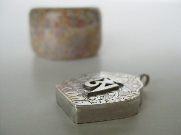 Sterling Silver Gau Locket ~ Tibetan Aum, Buddhist OM