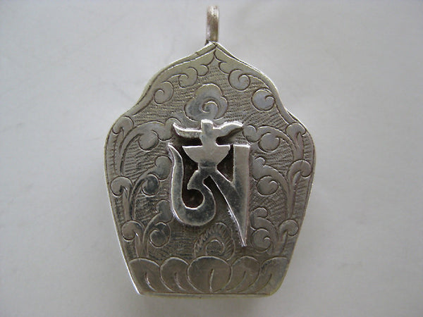 Sterling Silver Gau Locket ~ Tibetan Aum, Buddhist OM