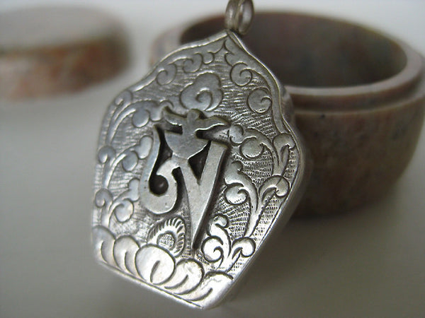 Sterling Silver Gau Locket ~ Tibetan Aum, Buddhist OM