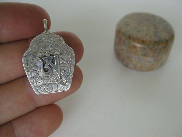 Sterling Silver Gau Locket ~ Tibetan Aum, Buddhist OM