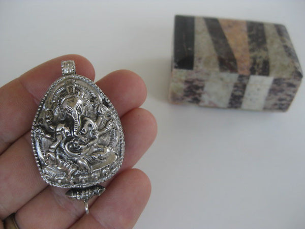 Sterling Silver Ganesha Elephant Gau Locket