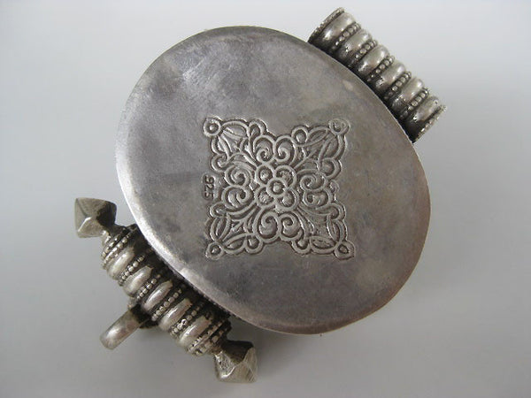 Fabulous Turquoise and Coral Sterling Silver Gau Locket